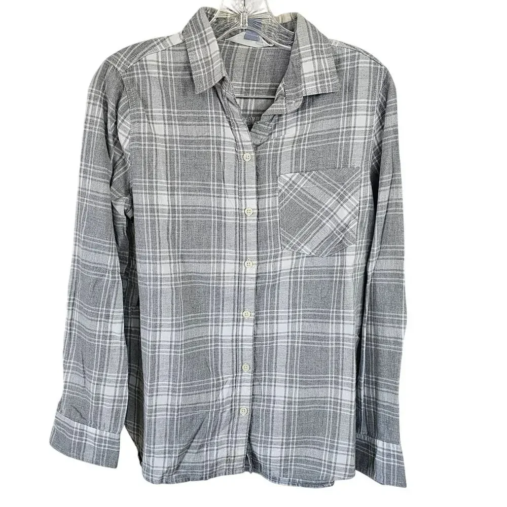 Old Navy The Classic Shirt Boyfriend Plaid Flannel Shirt Top for Women, Sz M